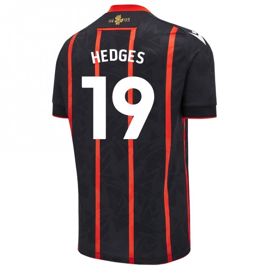 Férfi Labdarúgás Ryan Hedges #19 Fekete Piros Idegenbeli Jersey 2024/25 Mez Póló Ing