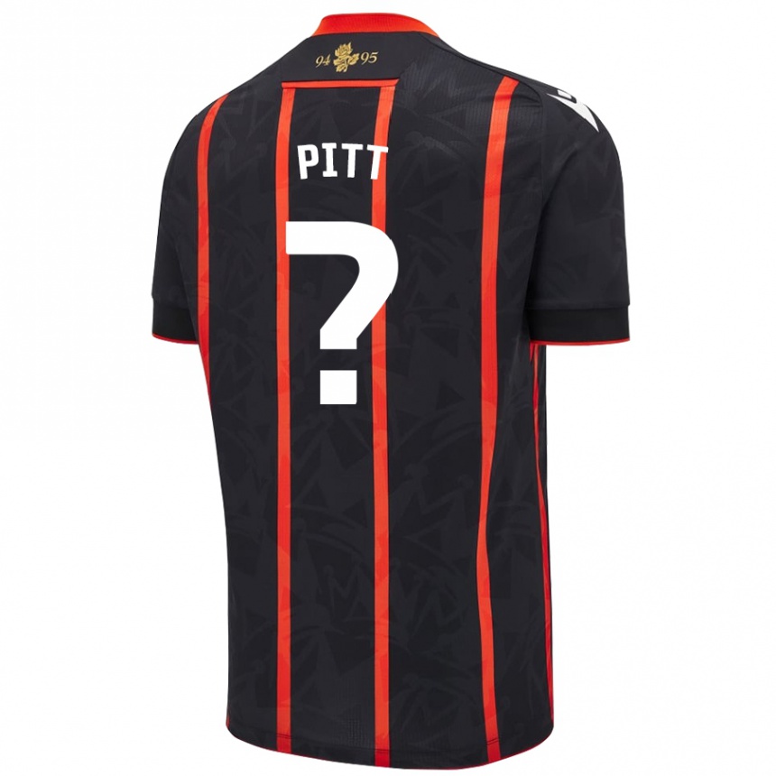 Férfi Labdarúgás Theo Pitt #0 Fekete Piros Idegenbeli Jersey 2024/25 Mez Póló Ing