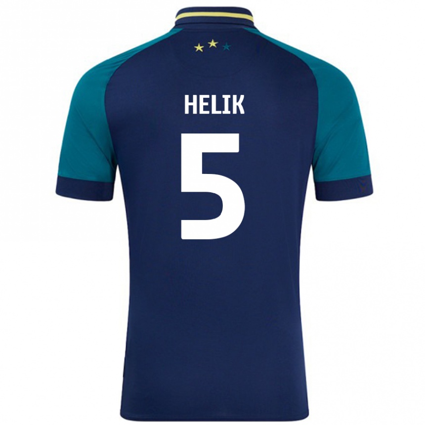 Férfi Labdarúgás Michal Helik #5 Navy Sötétzöld Idegenbeli Jersey 2024/25 Mez Póló Ing