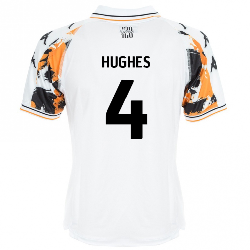 Férfi Labdarúgás Charlie Hughes #4 Fehér Idegenbeli Jersey 2024/25 Mez Póló Ing