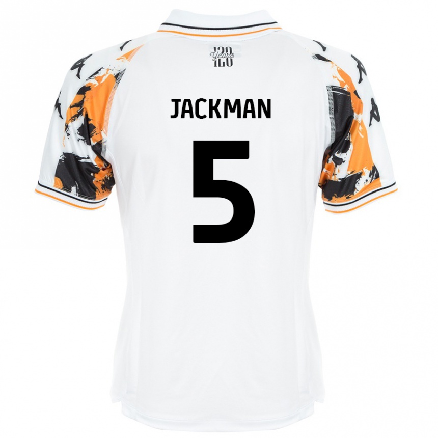 Férfi Labdarúgás Ellice Jackman #5 Fehér Idegenbeli Jersey 2024/25 Mez Póló Ing