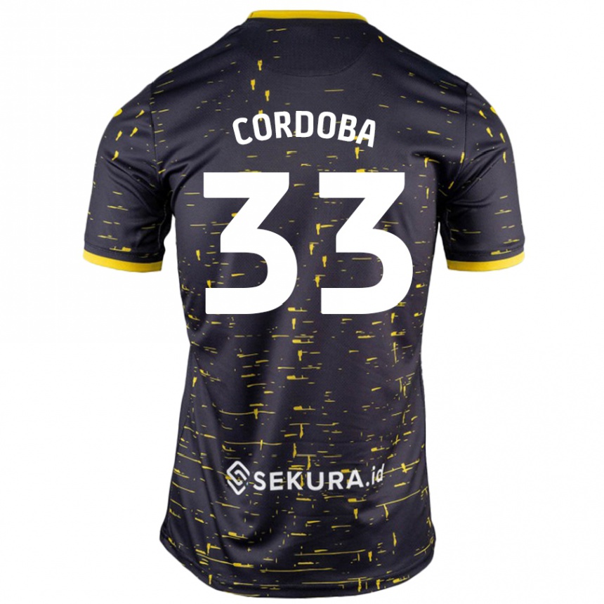 Férfi Labdarúgás José Córdoba #33 Fekete Sárga Idegenbeli Jersey 2024/25 Mez Póló Ing