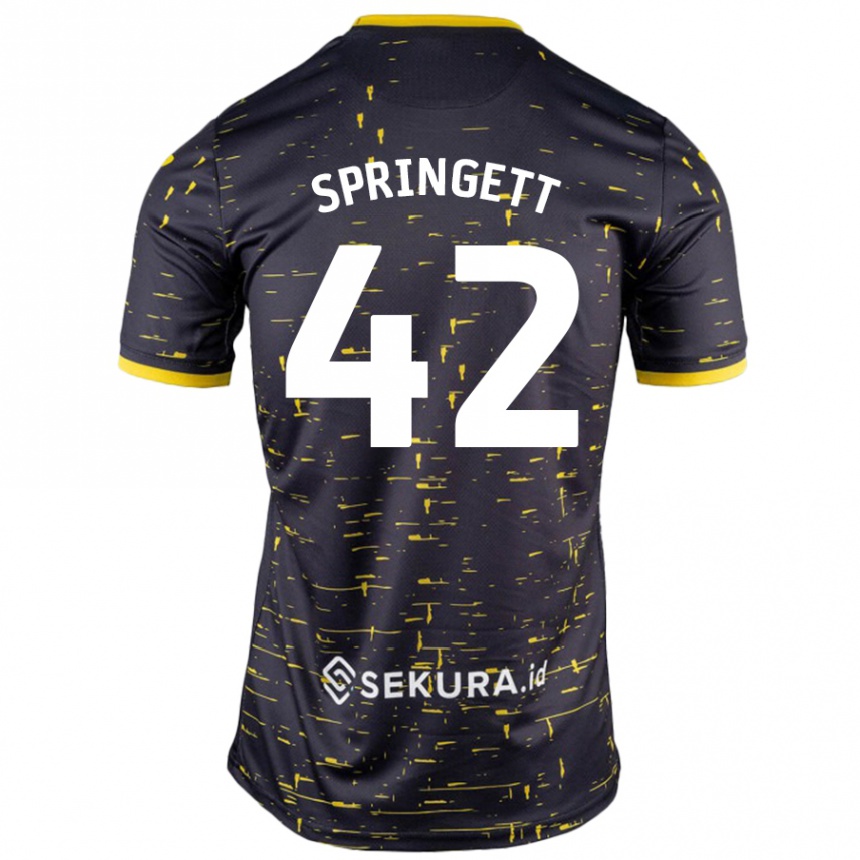 Férfi Labdarúgás Tony Springett #42 Fekete Sárga Idegenbeli Jersey 2024/25 Mez Póló Ing