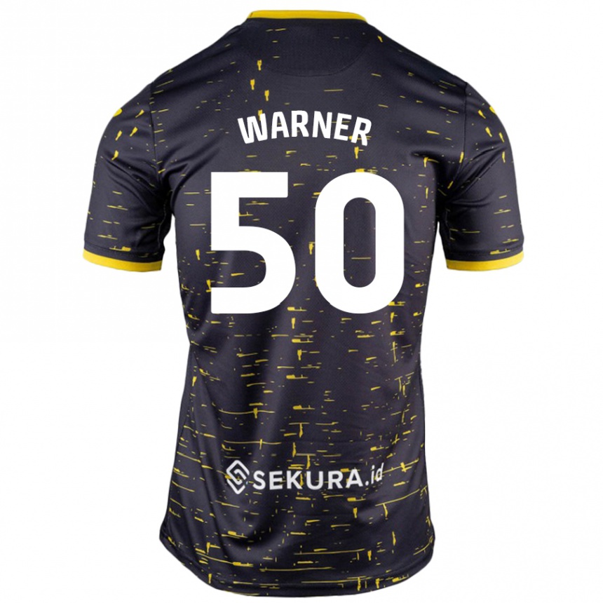 Férfi Labdarúgás Jaden Warner #50 Fekete Sárga Idegenbeli Jersey 2024/25 Mez Póló Ing