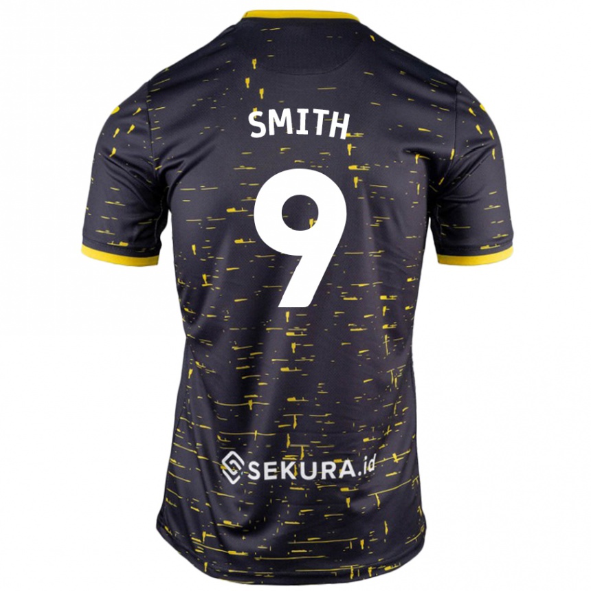 Férfi Labdarúgás Ellie Smith #9 Fekete Sárga Idegenbeli Jersey 2024/25 Mez Póló Ing