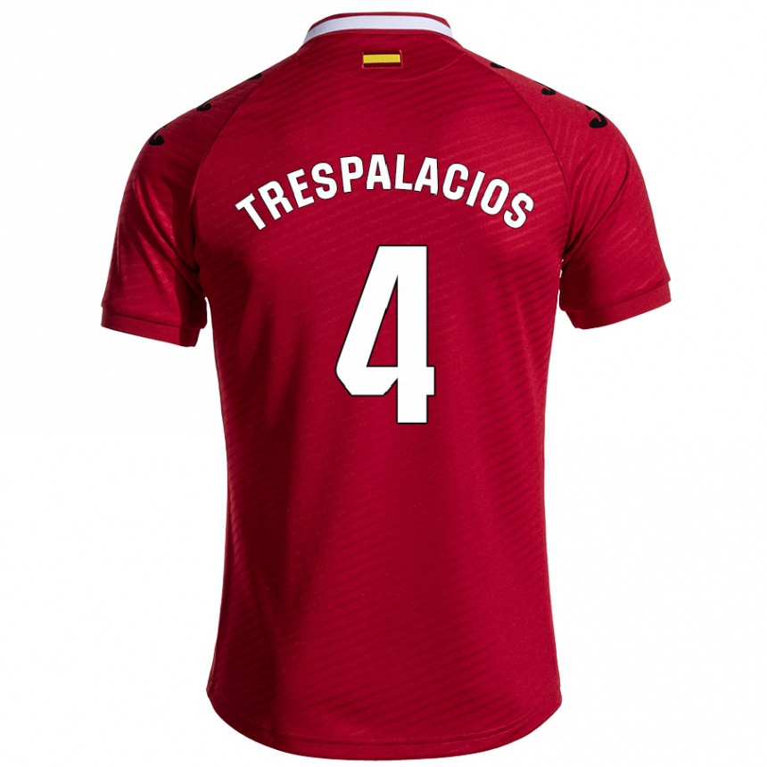 Férfi Labdarúgás Adrián Trespalacios #4 Sötét Vörös Idegenbeli Jersey 2024/25 Mez Póló Ing