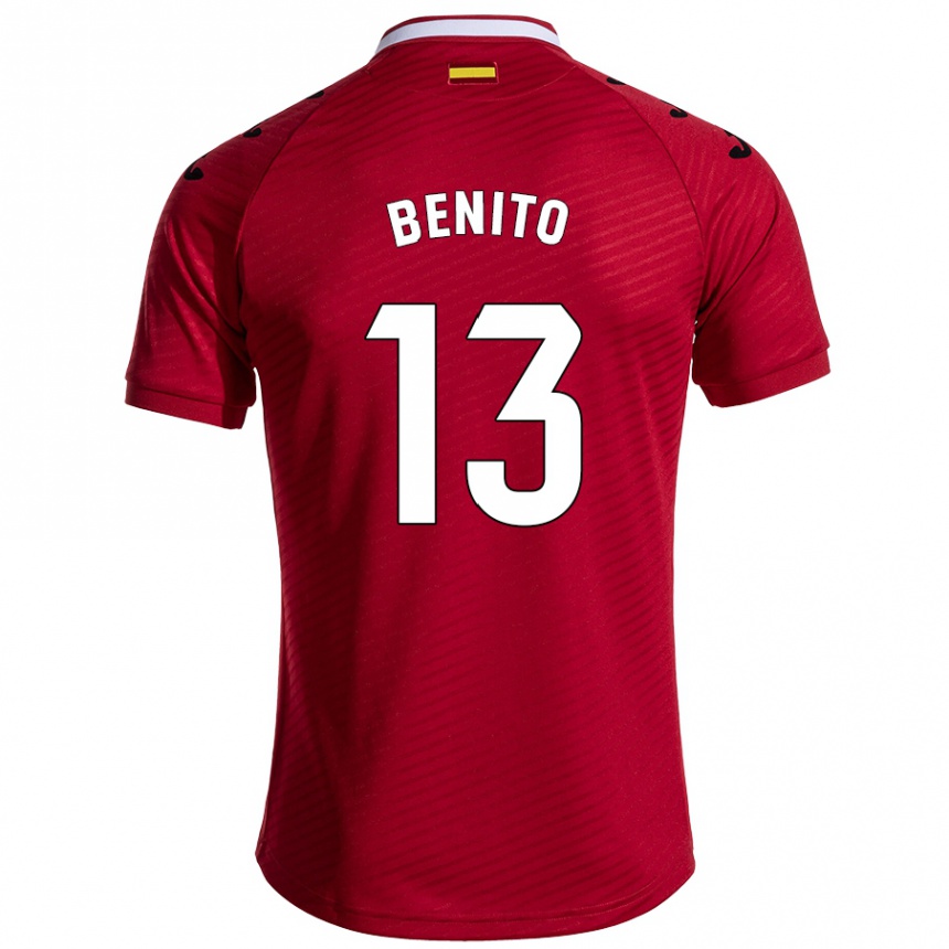 Férfi Labdarúgás Jorge Benito #13 Sötét Vörös Idegenbeli Jersey 2024/25 Mez Póló Ing