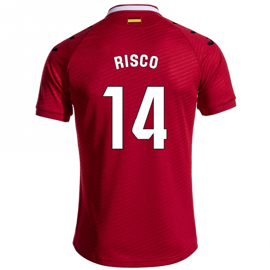 Férfi Labdarúgás Alberto Risco #14 Sötét Vörös Idegenbeli Jersey 2024/25 Mez Póló Ing