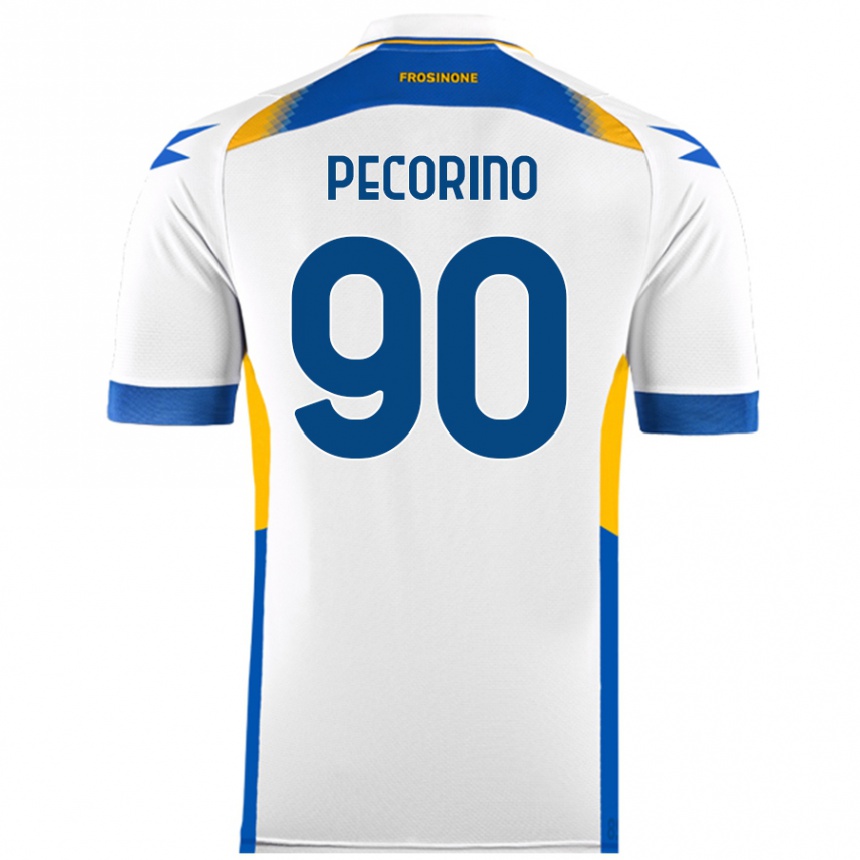 Férfi Labdarúgás Emanuele Pecorino #90 Fehér Idegenbeli Jersey 2024/25 Mez Póló Ing