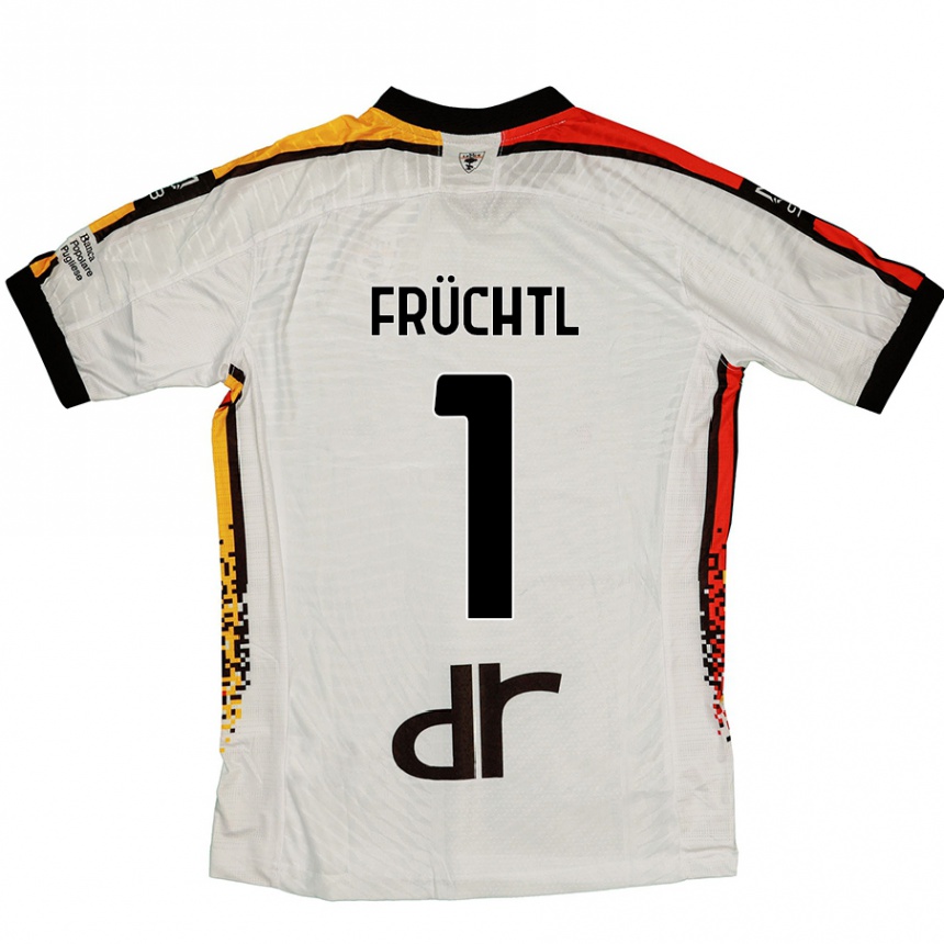 Férfi Labdarúgás Christian Früchtl #1 Fehér Fekete Idegenbeli Jersey 2024/25 Mez Póló Ing