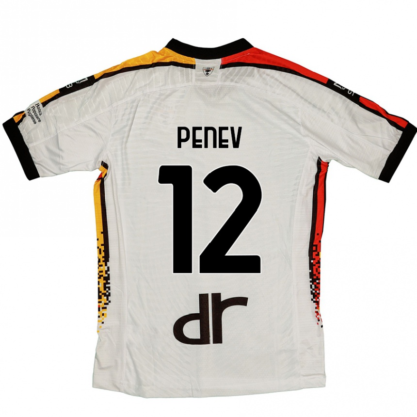 Férfi Labdarúgás Plamen Penev #12 Fehér Fekete Idegenbeli Jersey 2024/25 Mez Póló Ing