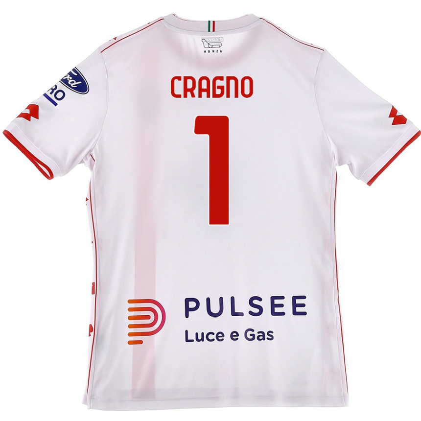 Férfi Labdarúgás Alessio Cragno #1 Fehér Piros Idegenbeli Jersey 2024/25 Mez Póló Ing