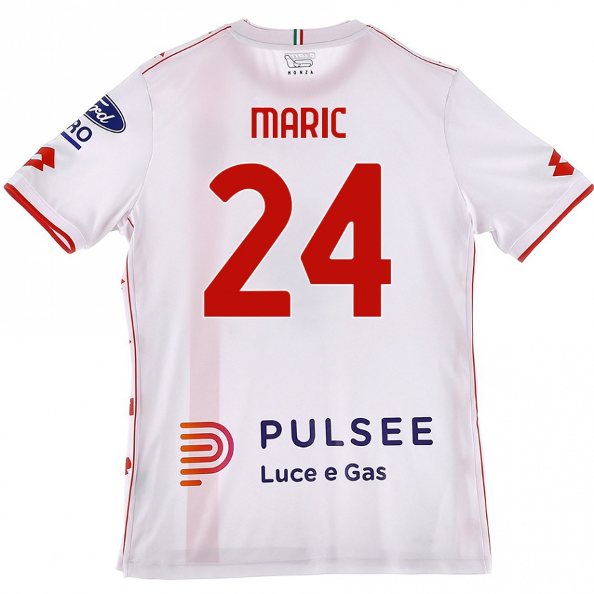 Férfi Labdarúgás Mirko Maric #24 Fehér Piros Idegenbeli Jersey 2024/25 Mez Póló Ing