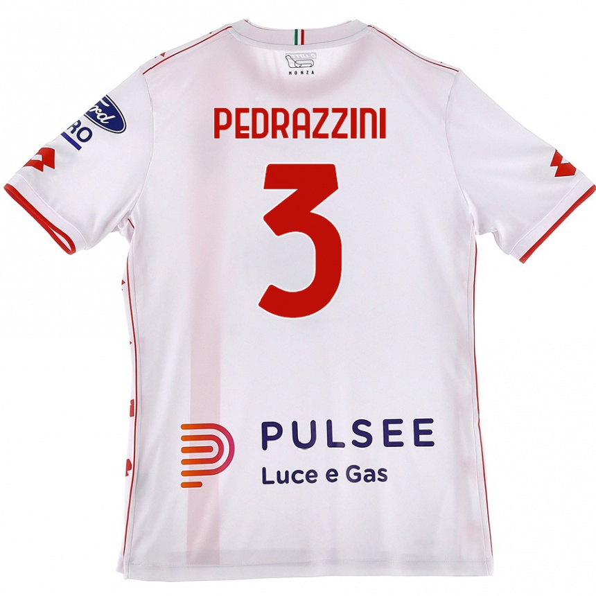 Férfi Labdarúgás Carlo Pedrazzini #3 Fehér Piros Idegenbeli Jersey 2024/25 Mez Póló Ing