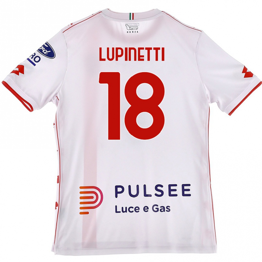 Férfi Labdarúgás Tommaso Lupinetti #18 Fehér Piros Idegenbeli Jersey 2024/25 Mez Póló Ing