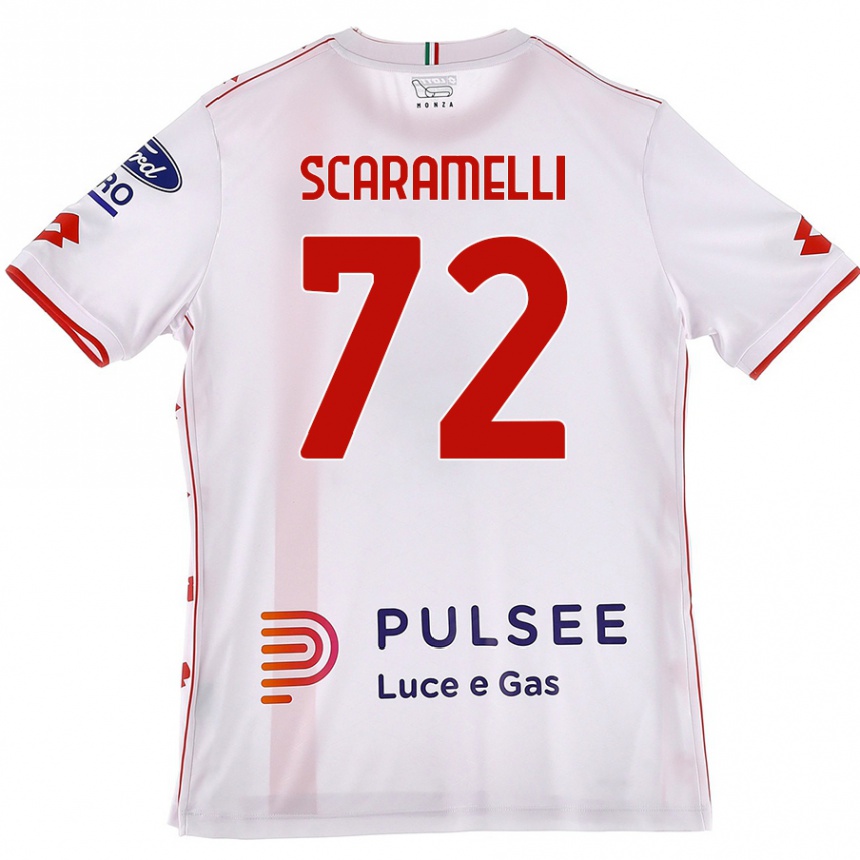 Férfi Labdarúgás Endris Scaramelli #72 Fehér Piros Idegenbeli Jersey 2024/25 Mez Póló Ing