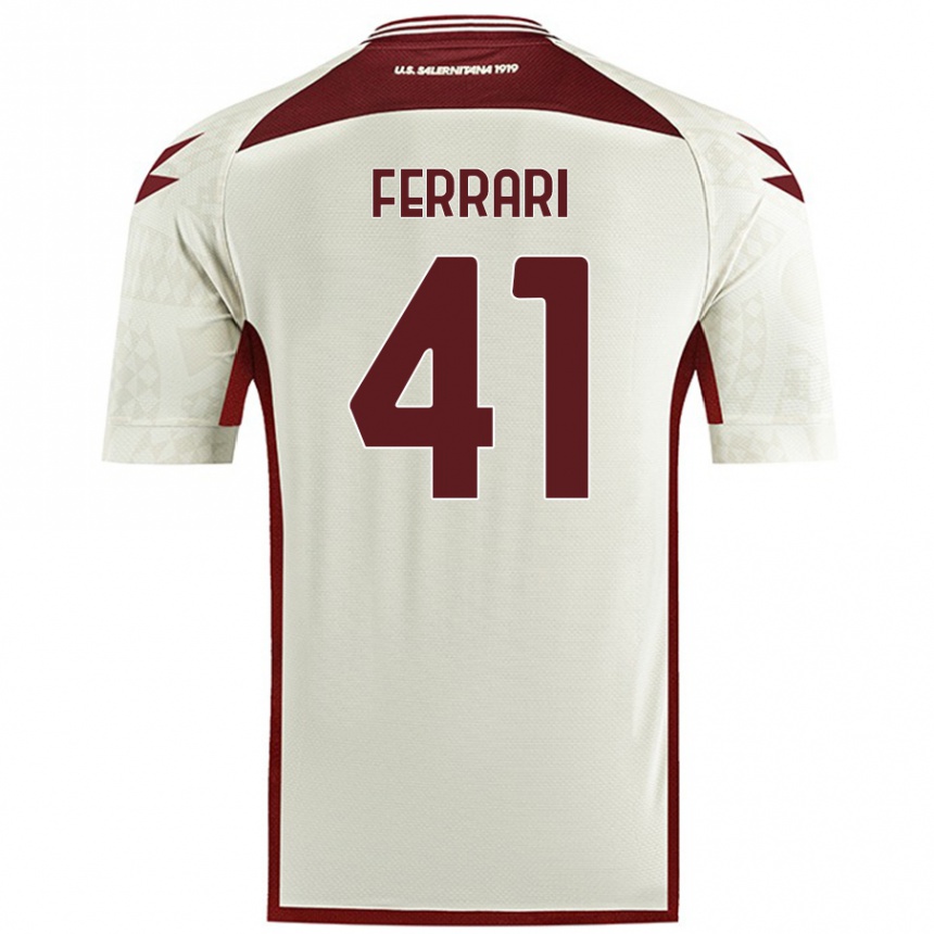 Férfi Labdarúgás Tommaso Ferrari #41 Krém Színű Idegenbeli Jersey 2024/25 Mez Póló Ing