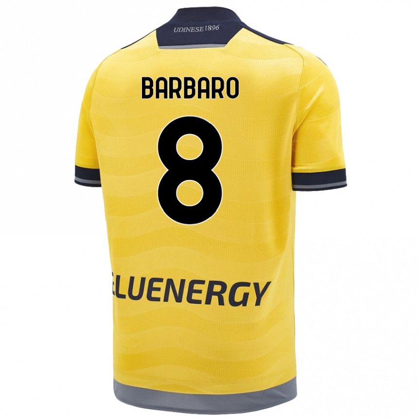 Férfi Labdarúgás Elia Barbaro #8 Aranysárga Idegenbeli Jersey 2024/25 Mez Póló Ing