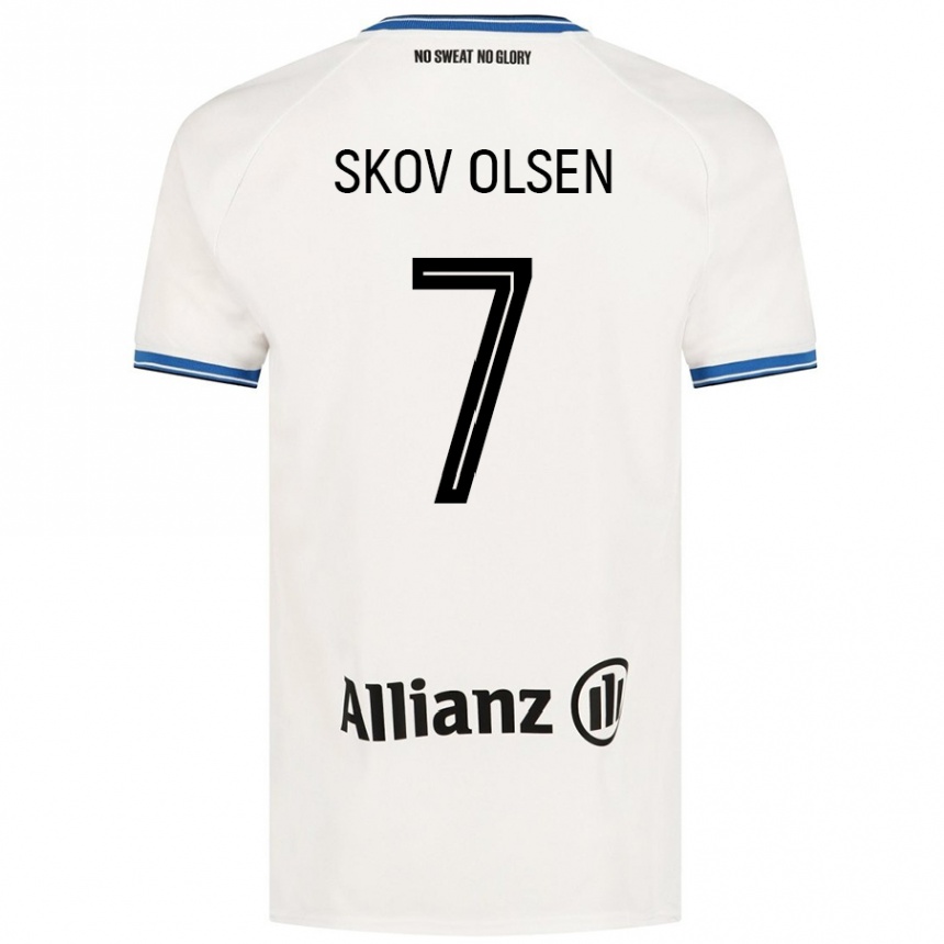 Férfi Labdarúgás Andreas Skov Olsen #7 Fehér Idegenbeli Jersey 2024/25 Mez Póló Ing