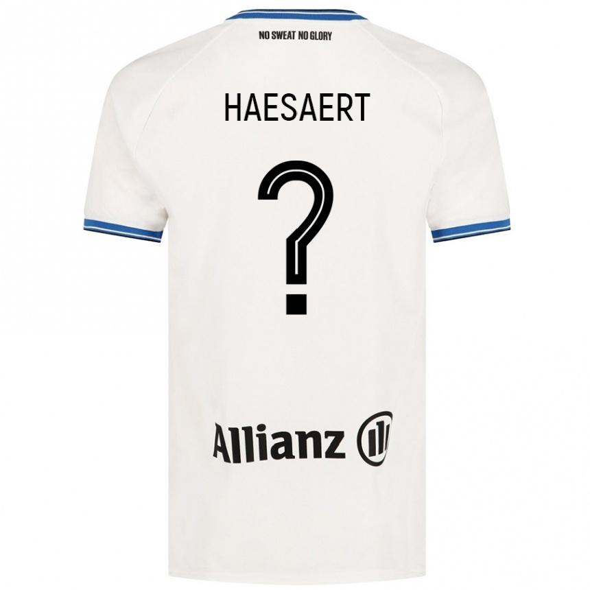 Férfi Labdarúgás Mateo Haesaert #0 Fehér Idegenbeli Jersey 2024/25 Mez Póló Ing