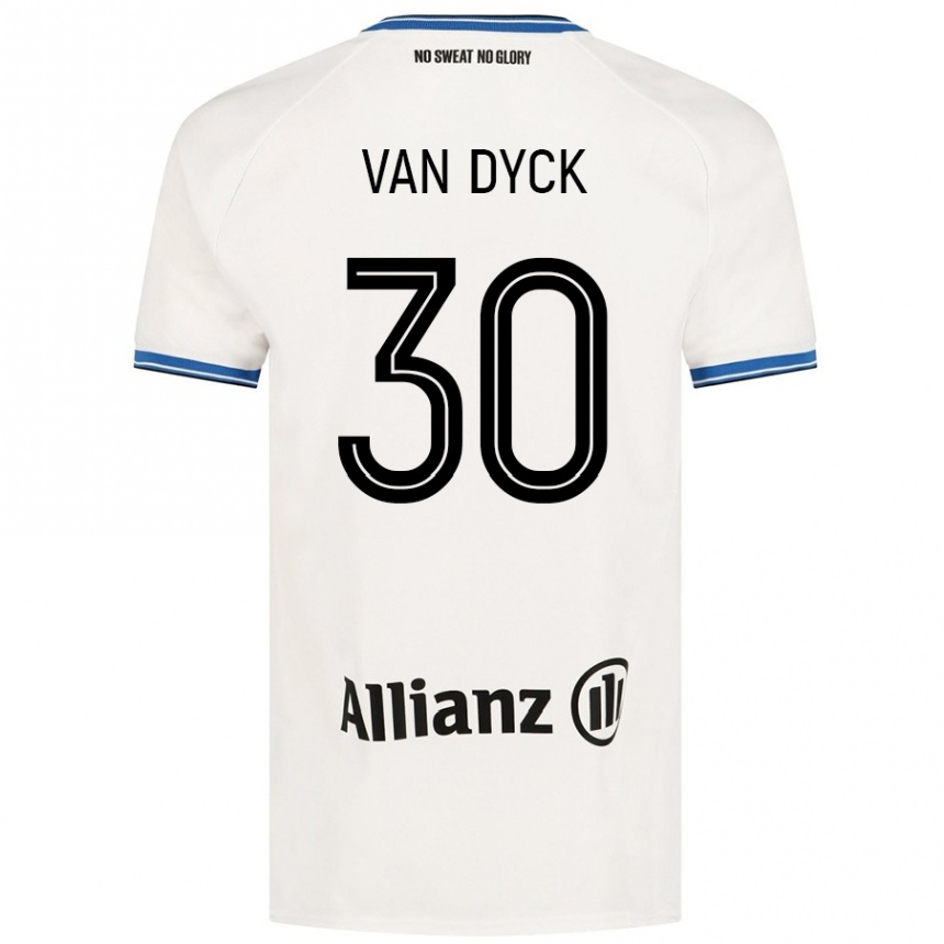 Férfi Labdarúgás Nell Van Dyck #30 Fehér Idegenbeli Jersey 2024/25 Mez Póló Ing