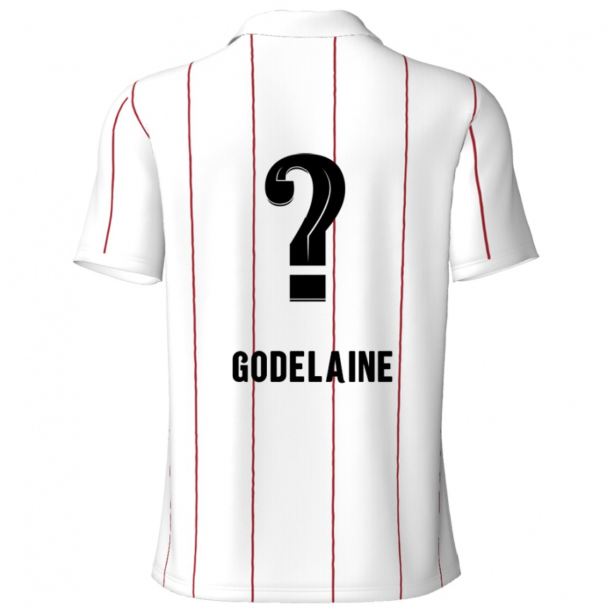 Férfi Labdarúgás Jeff Godelaine #0 Fehér Fekete Idegenbeli Jersey 2024/25 Mez Póló Ing