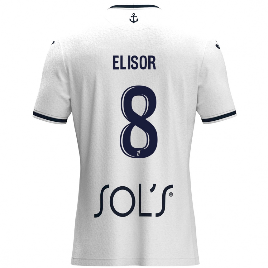 Férfi Labdarúgás Salomé Elisor #8 Fehér Sötétkék Idegenbeli Jersey 2024/25 Mez Póló Ing