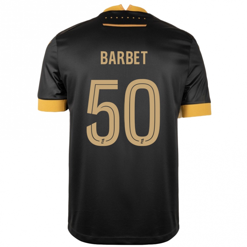 Férfi Labdarúgás Hugo Barbet #50 Fekete Barna Idegenbeli Jersey 2024/25 Mez Póló Ing