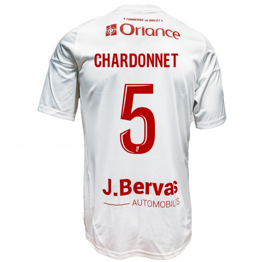 Férfi Labdarúgás Brendan Chardonnet #5 Fehér Piros Idegenbeli Jersey 2024/25 Mez Póló Ing