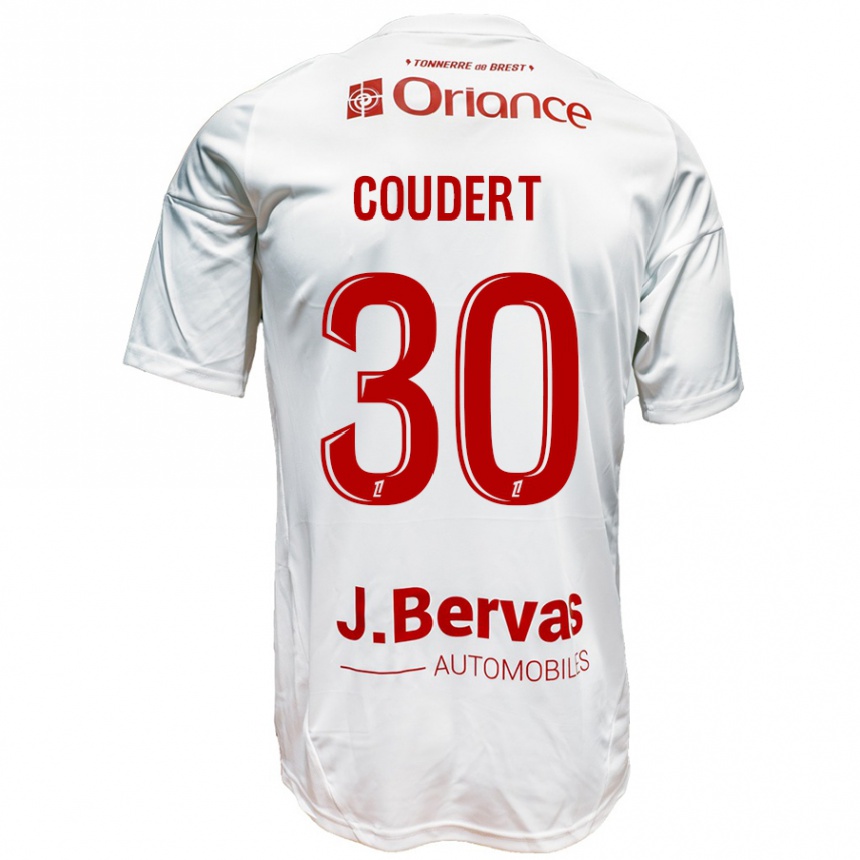 Férfi Labdarúgás Grégoire Coudert #30 Fehér Piros Idegenbeli Jersey 2024/25 Mez Póló Ing