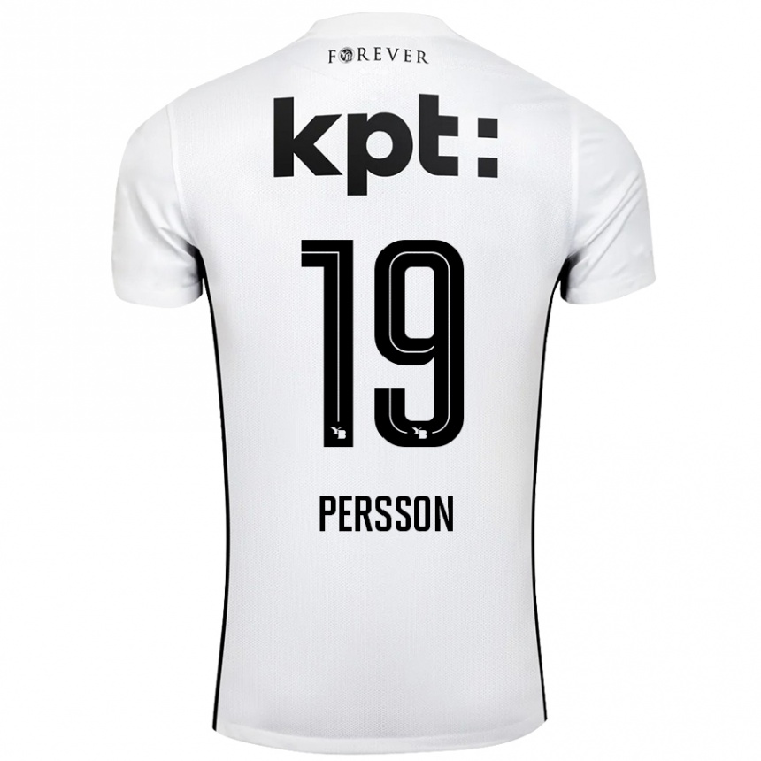 Férfi Labdarúgás Noah Persson #19 Fehér Fekete Idegenbeli Jersey 2024/25 Mez Póló Ing