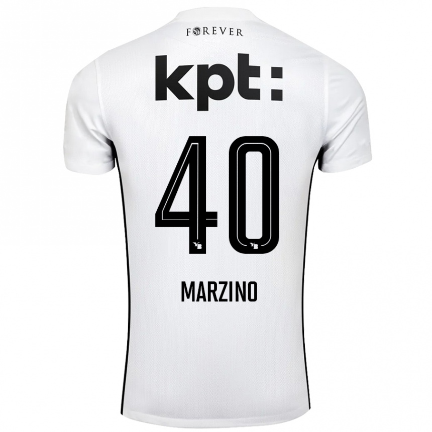 Férfi Labdarúgás Dario Marzino #40 Fehér Fekete Idegenbeli Jersey 2024/25 Mez Póló Ing