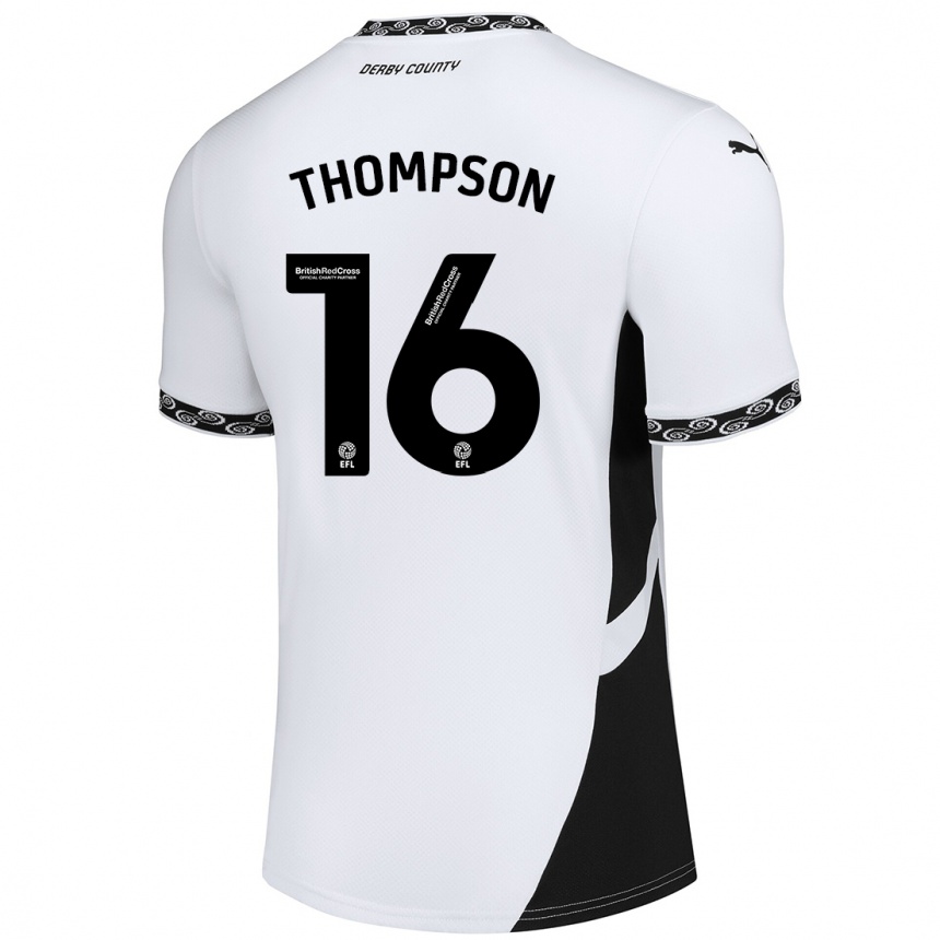 Női Labdarúgás Liam Thompson #16 Fehér Fekete Hazai Jersey 2024/25 Mez Póló Ing