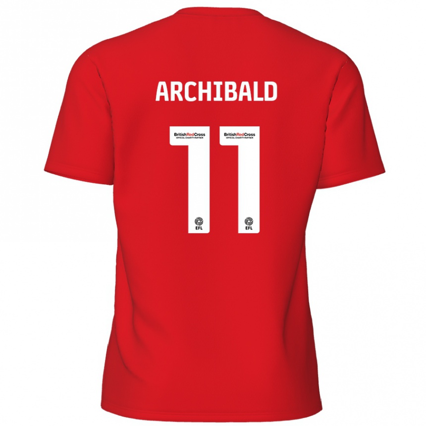 Női Labdarúgás Theo Archibald #11 Piros Hazai Jersey 2024/25 Mez Póló Ing