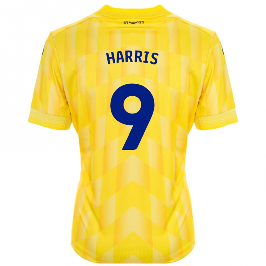 Női Labdarúgás Mark Harris #9 Sárga Hazai Jersey 2024/25 Mez Póló Ing