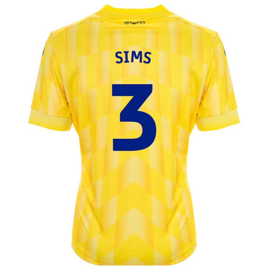 Női Labdarúgás Gemma Sims #3 Sárga Hazai Jersey 2024/25 Mez Póló Ing