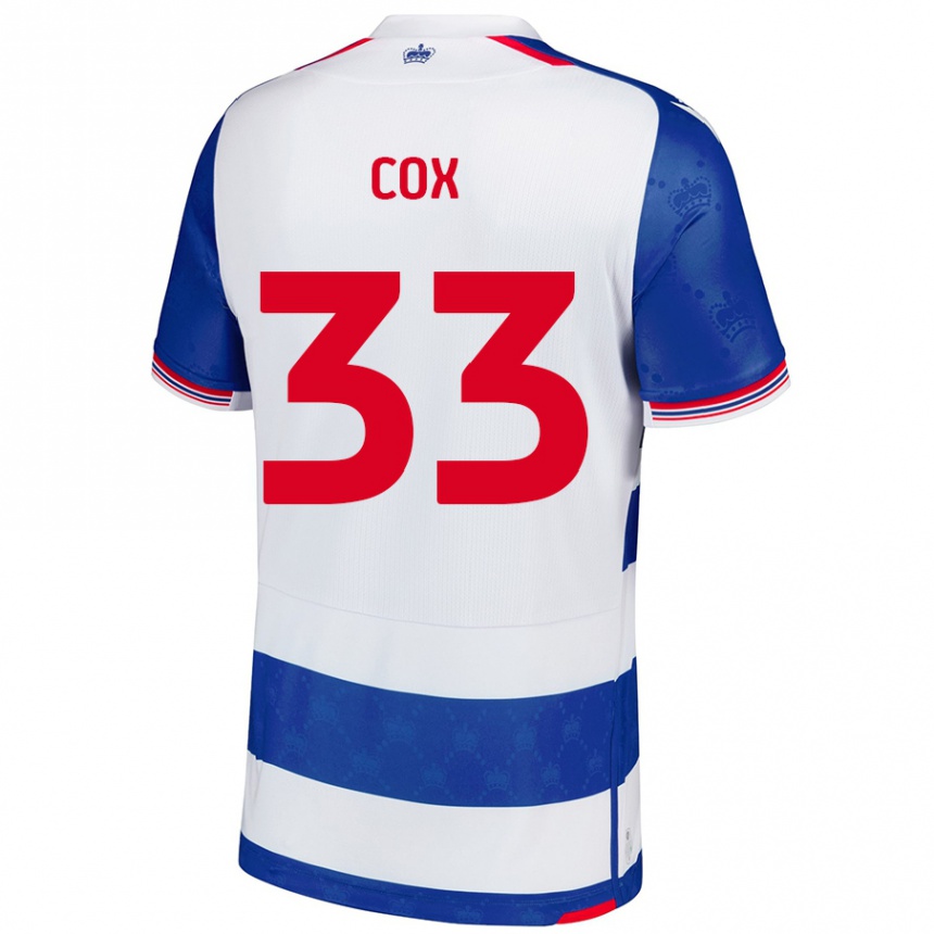 Női Labdarúgás Bella Cox #33 Kék Fehér Hazai Jersey 2024/25 Mez Póló Ing