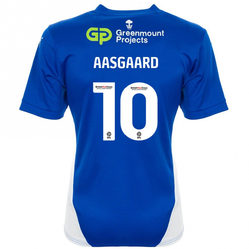 Női Labdarúgás Thelo Aasgaard #10 Kék Fehér Hazai Jersey 2024/25 Mez Póló Ing