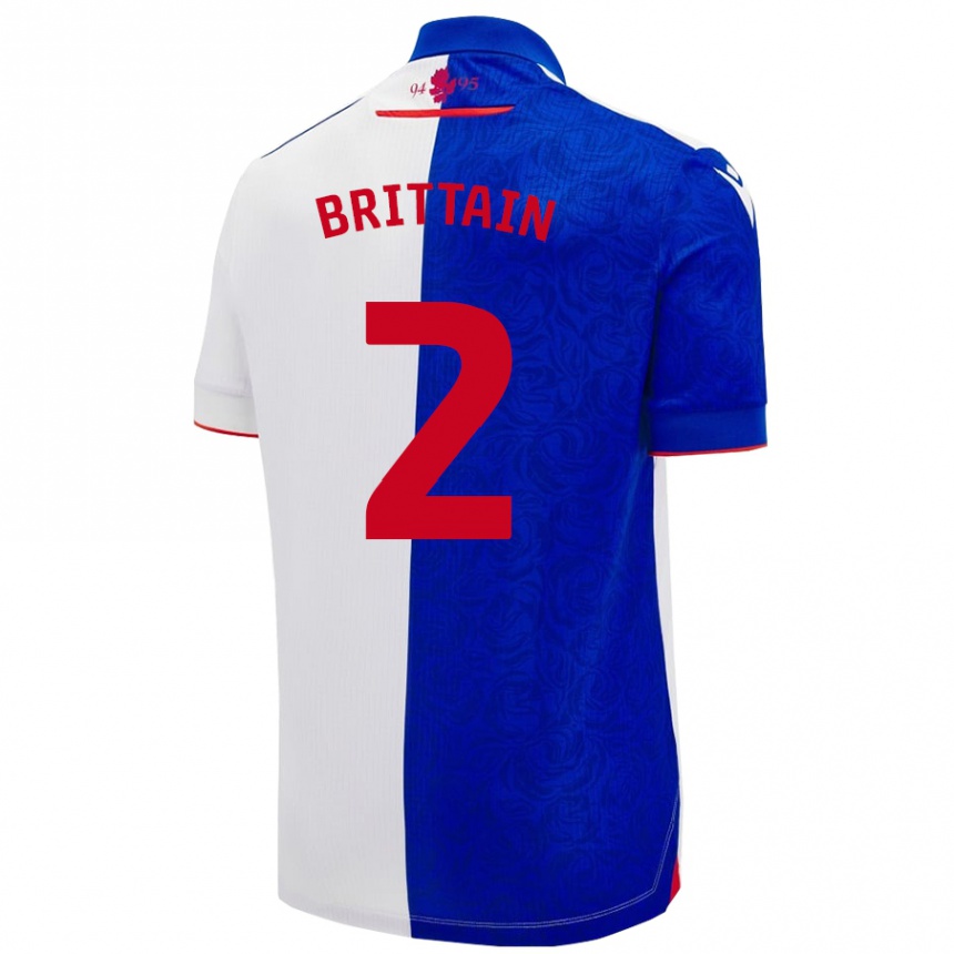 Női Labdarúgás Callum Brittain #2 Égszínkék Fehér Hazai Jersey 2024/25 Mez Póló Ing