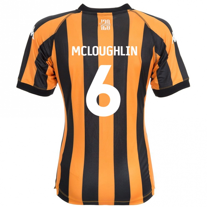 Női Labdarúgás Sean Mcloughlin #6 Fekete Borostyán Hazai Jersey 2024/25 Mez Póló Ing