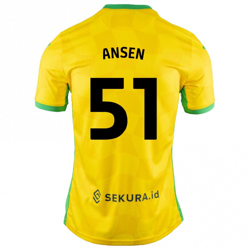 Női Labdarúgás Caleb Ansen #51 Sárga Zöld Hazai Jersey 2024/25 Mez Póló Ing