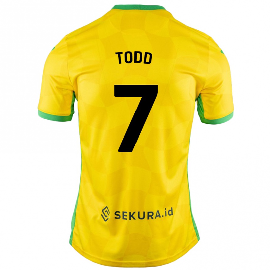 Női Labdarúgás Megan Todd #7 Sárga Zöld Hazai Jersey 2024/25 Mez Póló Ing