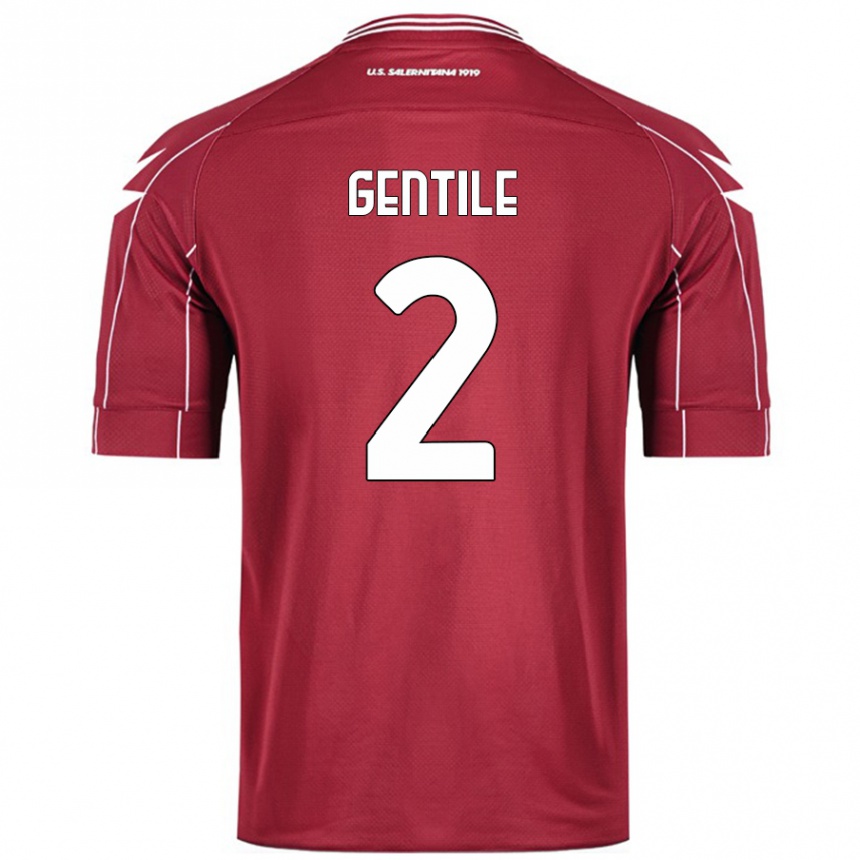 Női Labdarúgás Davide Gentile #2 Burgundia Hazai Jersey 2024/25 Mez Póló Ing