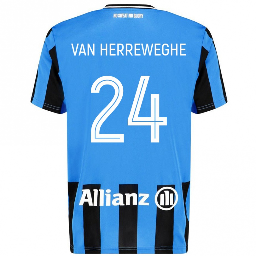 Női Labdarúgás Febe Van Herreweghe #24 Égszínkék Fekete Hazai Jersey 2024/25 Mez Póló Ing