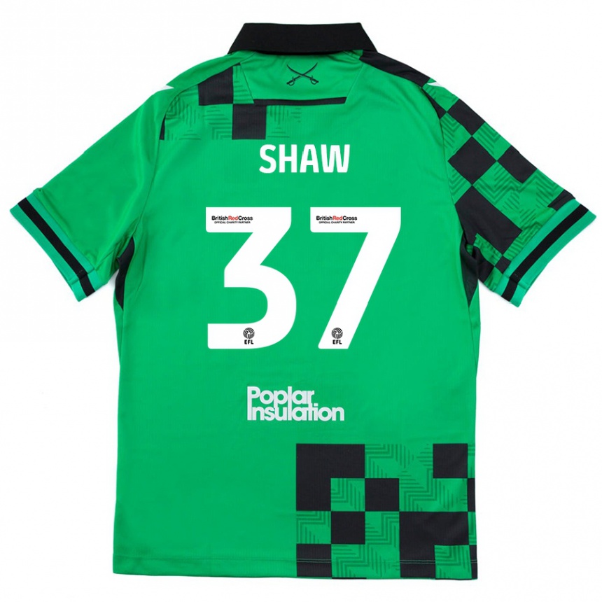 Női Labdarúgás Kofi Shaw #37 Zöld Fekete Idegenbeli Jersey 2024/25 Mez Póló Ing