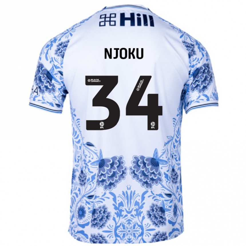 Női Labdarúgás Brandon Njoku #34 Fehér Kék Idegenbeli Jersey 2024/25 Mez Póló Ing