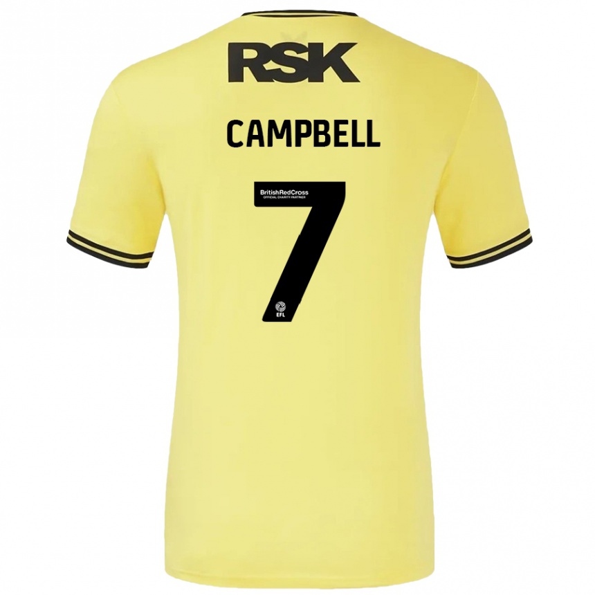 Női Labdarúgás Tyreece Campbell #7 Sárga Fekete Idegenbeli Jersey 2024/25 Mez Póló Ing