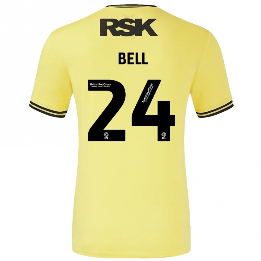 Női Labdarúgás Taylor Bell #24 Sárga Fekete Idegenbeli Jersey 2024/25 Mez Póló Ing