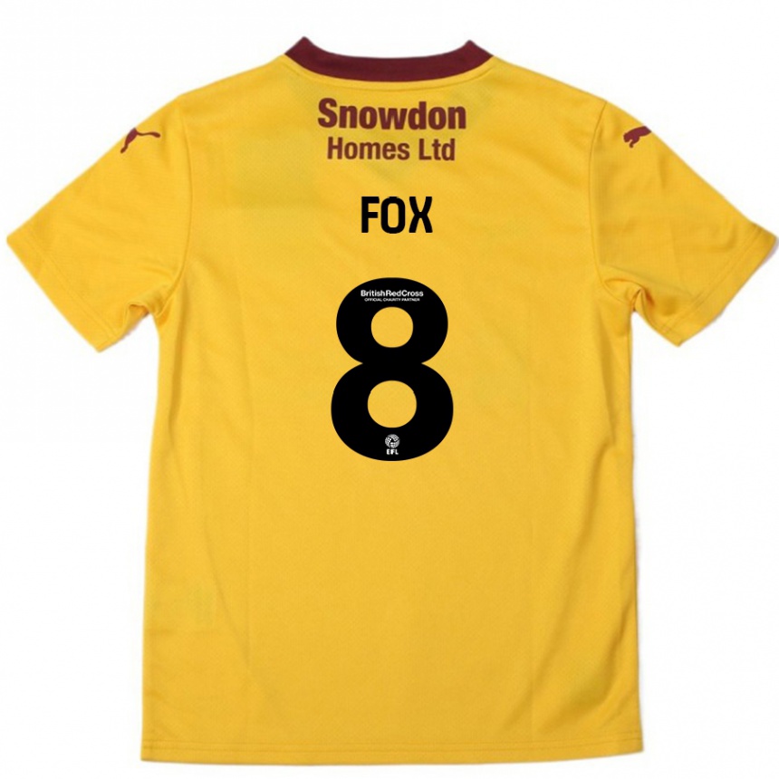 Női Labdarúgás Ben Fox #8 Narancssárga Burgundi Idegenbeli Jersey 2024/25 Mez Póló Ing