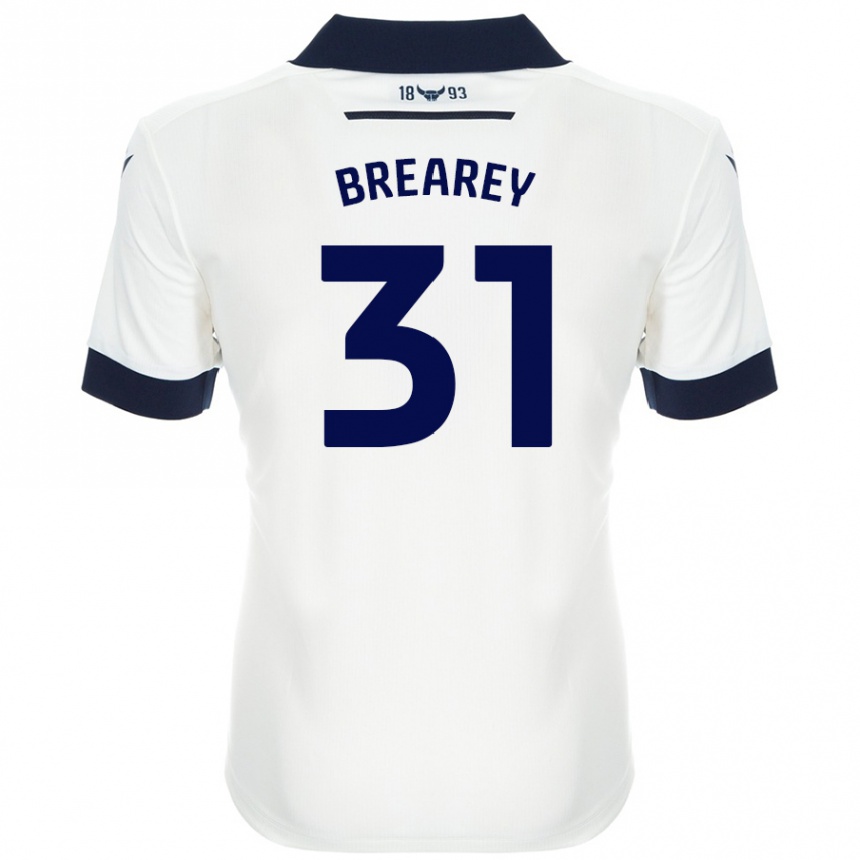 Női Labdarúgás Eddie Brearey #31 Fehér Sötétkék Idegenbeli Jersey 2024/25 Mez Póló Ing